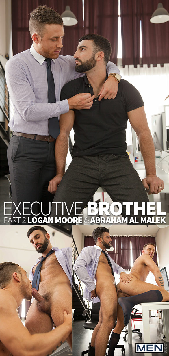 Men.com: Abraham Al Malek fucks Logan Moore in “Executive Brothel, Part 2”