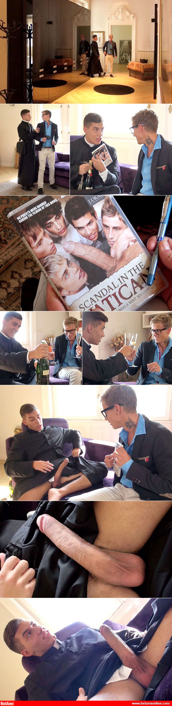 BelAmi: Kevin Warhol blows Brother Massimo's (Joel Birkin) XXL cock in “Scandal in the Vatican 2 – The Swiss Guard, Episode 3”