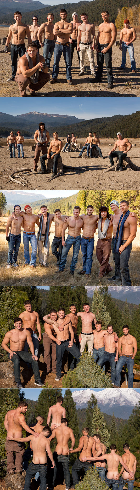 Sean Cody: 9-Man bareback orgy with Tanner, Atticus, Brendan, Joey, Robbie, Blake, Porter, Brodie and Lane in “Winter Getaway, Day 5”