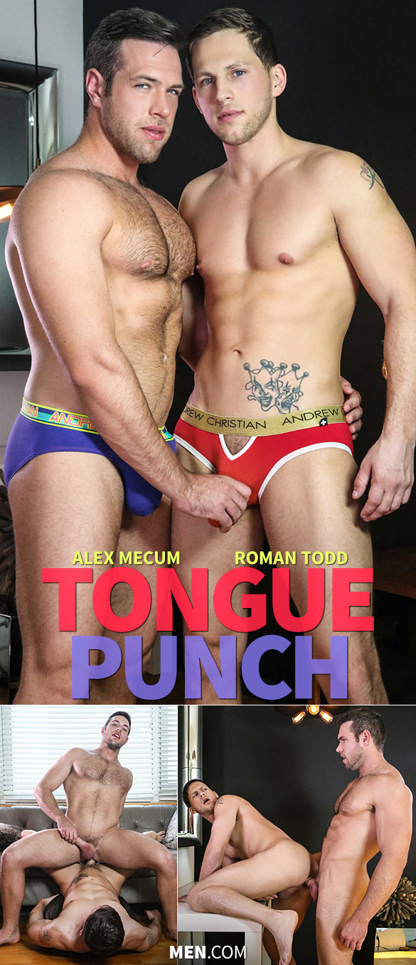 Men.com: Alex Mecum and Roman Todd flip fuck in "Tongue Punch"