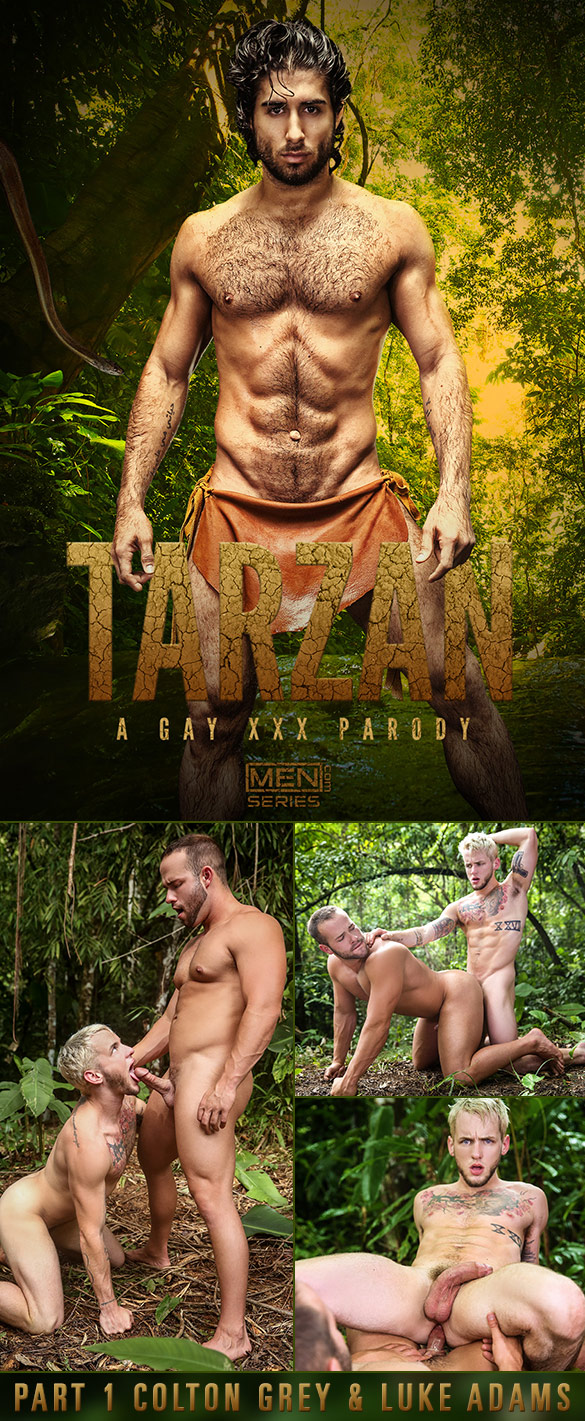 Men.com: Colton Grey and Luke Adams flip fuck in "Tarzan: A Gay XXX Parody, Part 1"