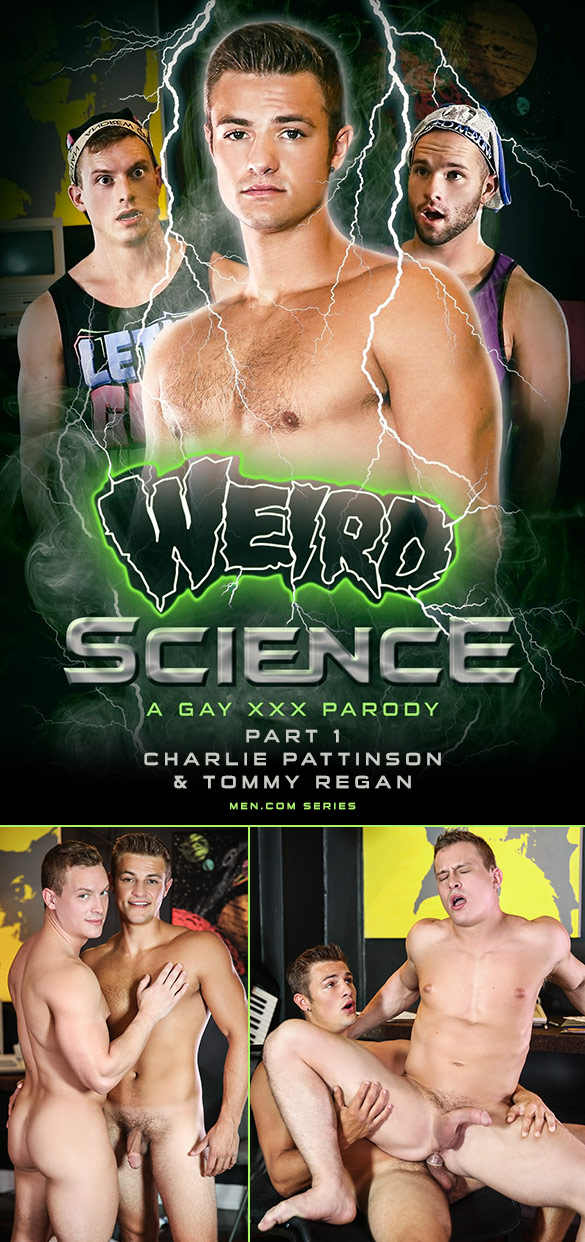 Men.com: Charlie Pattinson fucks Tommy Regan in "Weird Science - A Gay XXX Parody, Part 1"