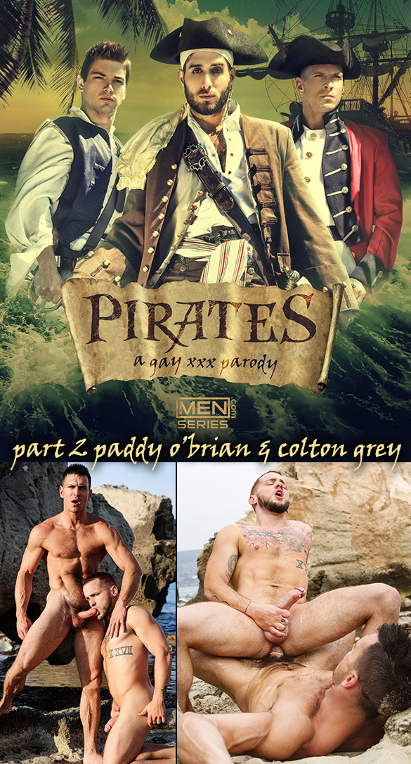 Men.com: Colton Grey rides Paddy O'Brian's thick cock in "Pirates: A Gay XXX Parody, Part 2"