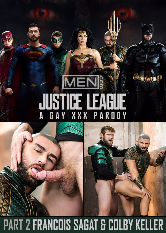 Men.com: Colby Keller bangs Francois Sagat in "Justice League: A Gay XXX Parody, Part 2"
