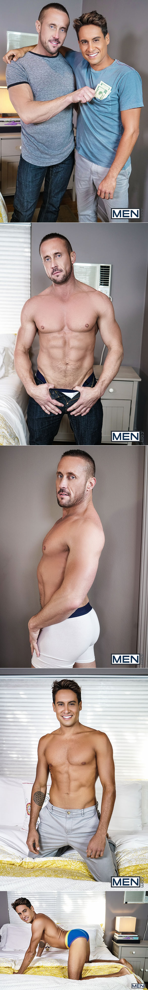 Men.com: Titus takes Myles Landon's thick cock in "Hide the Hooker"
