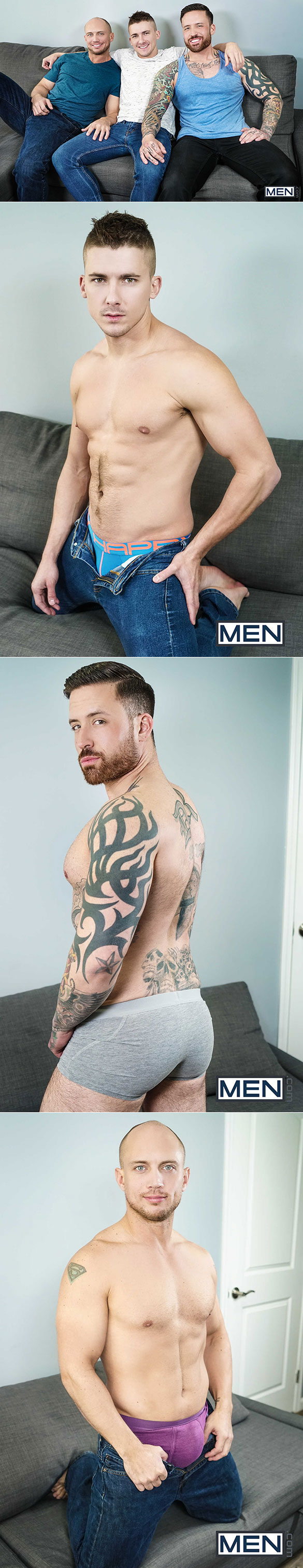 Men.com: Jake Porter bottoms for John Magnum and Jordan Levine in "2 For 1"