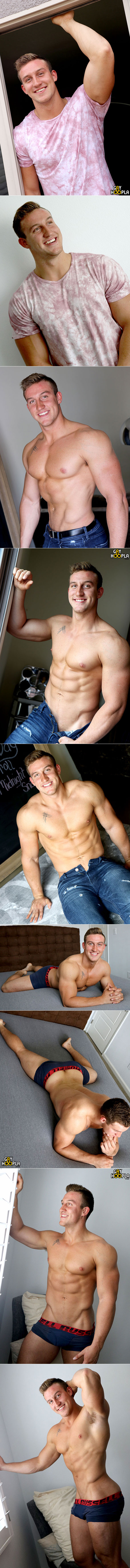GayHoopla: Hot new muscle stud Max Warner shows off and jerks off