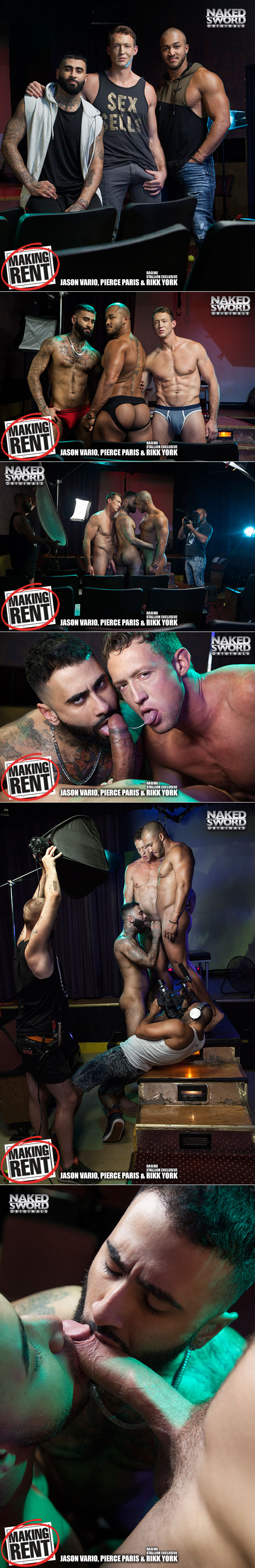 NakedSword Originals: Jason Vario, Pierce Paris and Rikk York's hot threeway in "Making Rent"