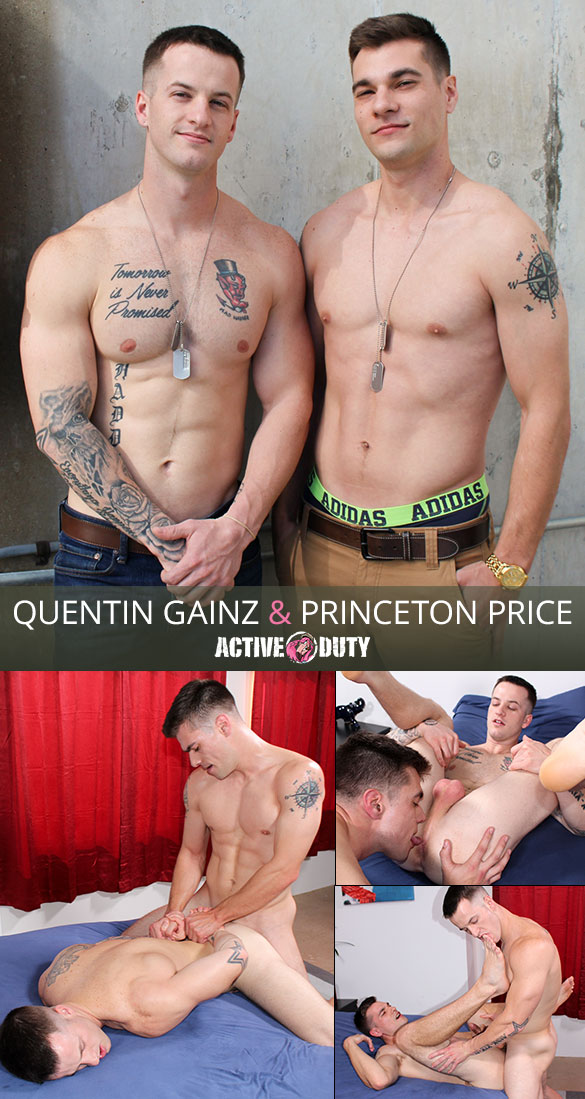 ActiveDuty: Quentin Gainz and Princeton Price fuck each other bareback