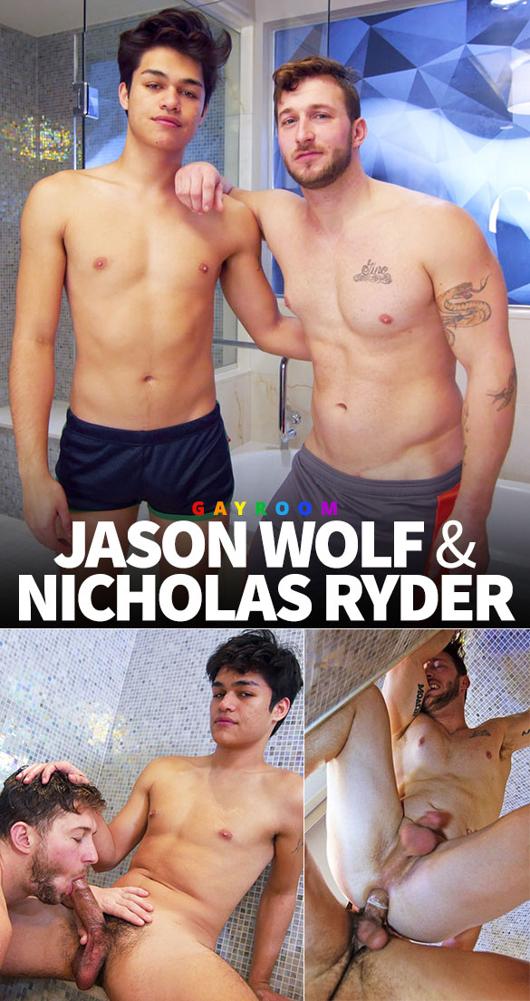 GayRoom: Jason Wolf fucks Nicholas Ryder's beefy ass in "Peeping Shower Buddy"