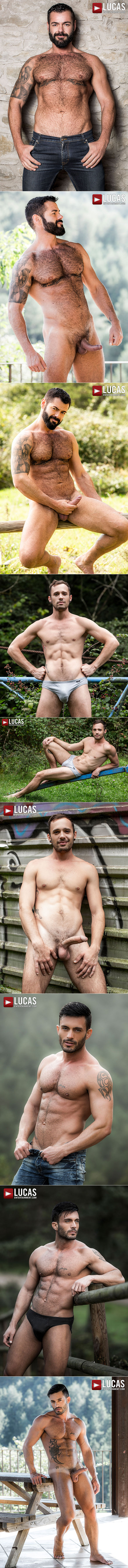 Lucas Entertainment: Andy Star, Victor D'Angelo and Drake Rogers' bareback threeway in "Uncut in the Great Outdoors"