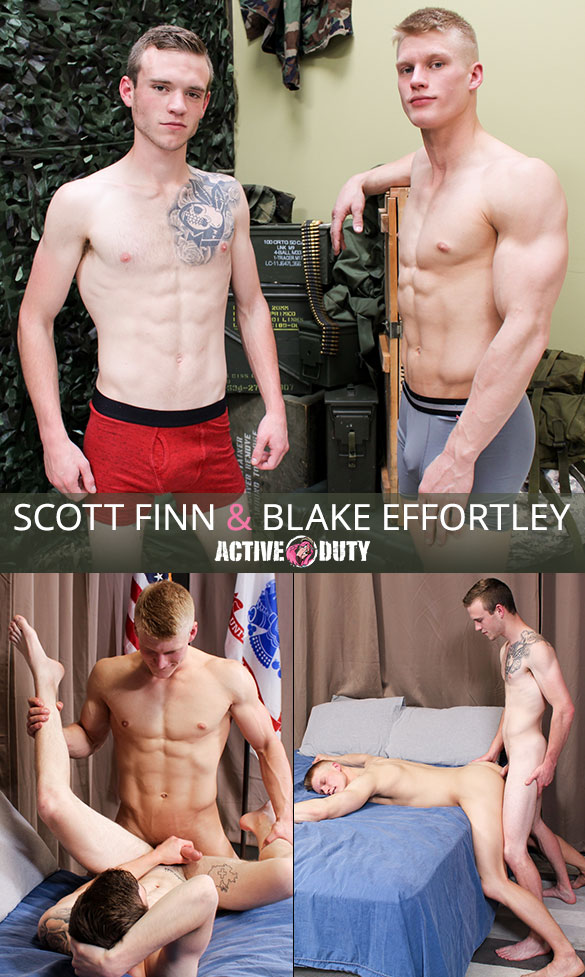 ActiveDuty: Blake Effortley and Scott Finn flip fuck bareback