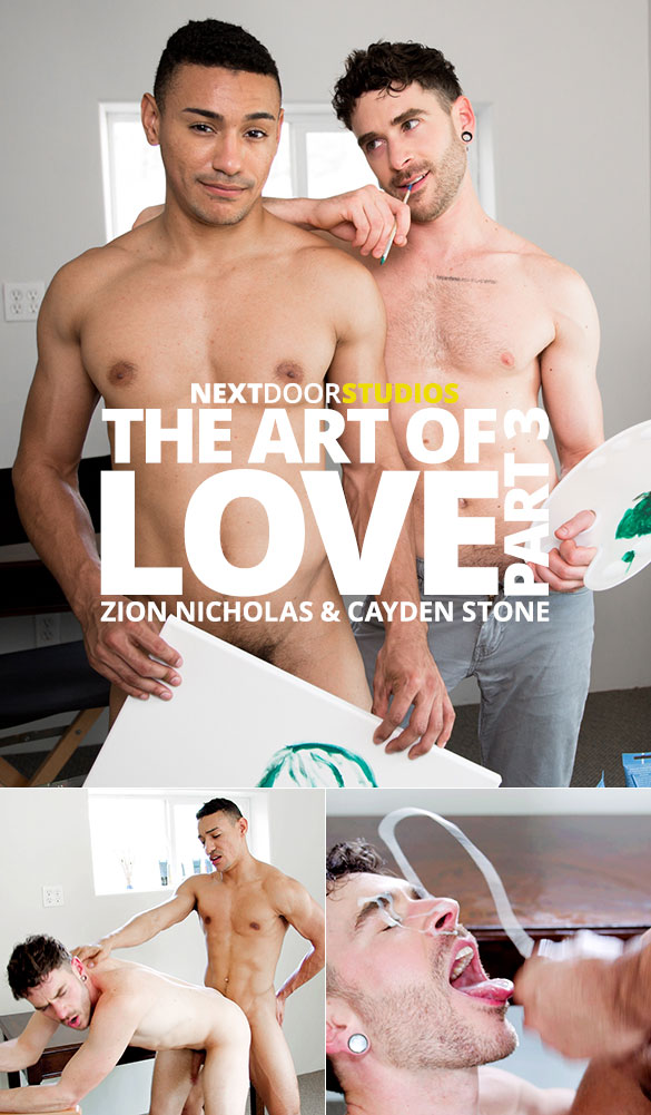 Next Door Studios: Zion Nicholas fucks Cayden Stone bareback in "The Art of Love, Part 3"