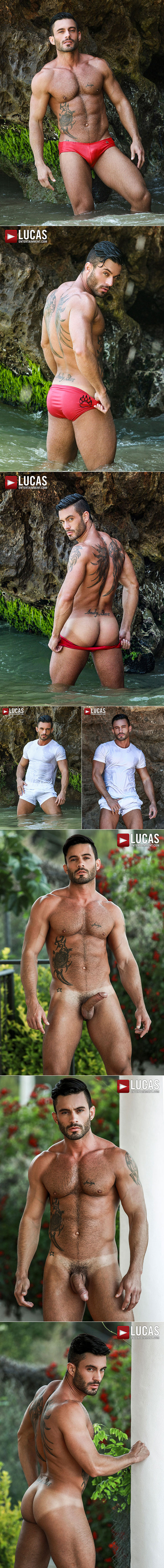 Lucas Entertainment: Andrea Suarez, Andy Star and James Castle's raw threesome in "Bareback Pool Party"