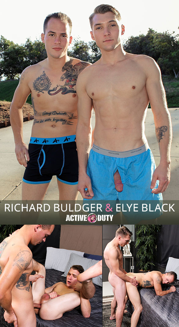 ActiveDuty: Richard Buldger and Elye Black flip fuck bareback