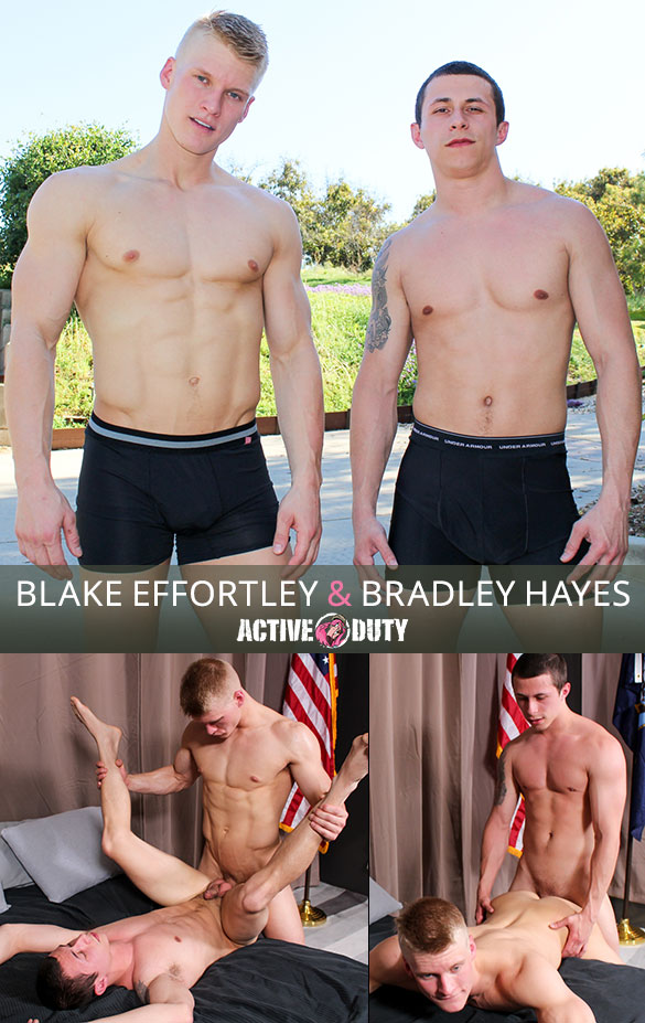 ActiveDuty: Bradley Hayes and Blake Effortley flip fuck bareback