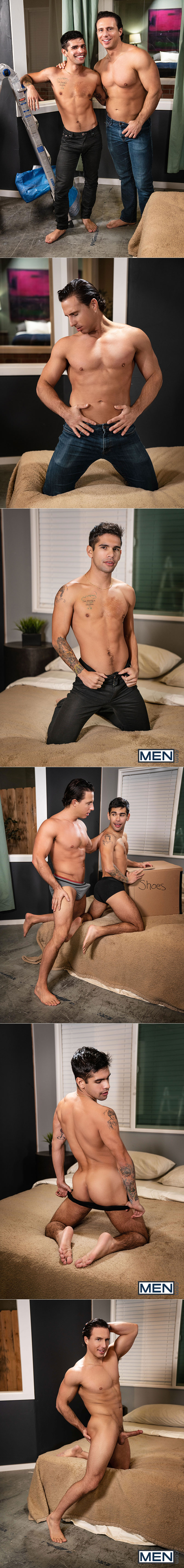 Men.com: Dante Colle watches Reese Rideout fucking Ty Mitchell bareback in "Gaybors, Part 1"
