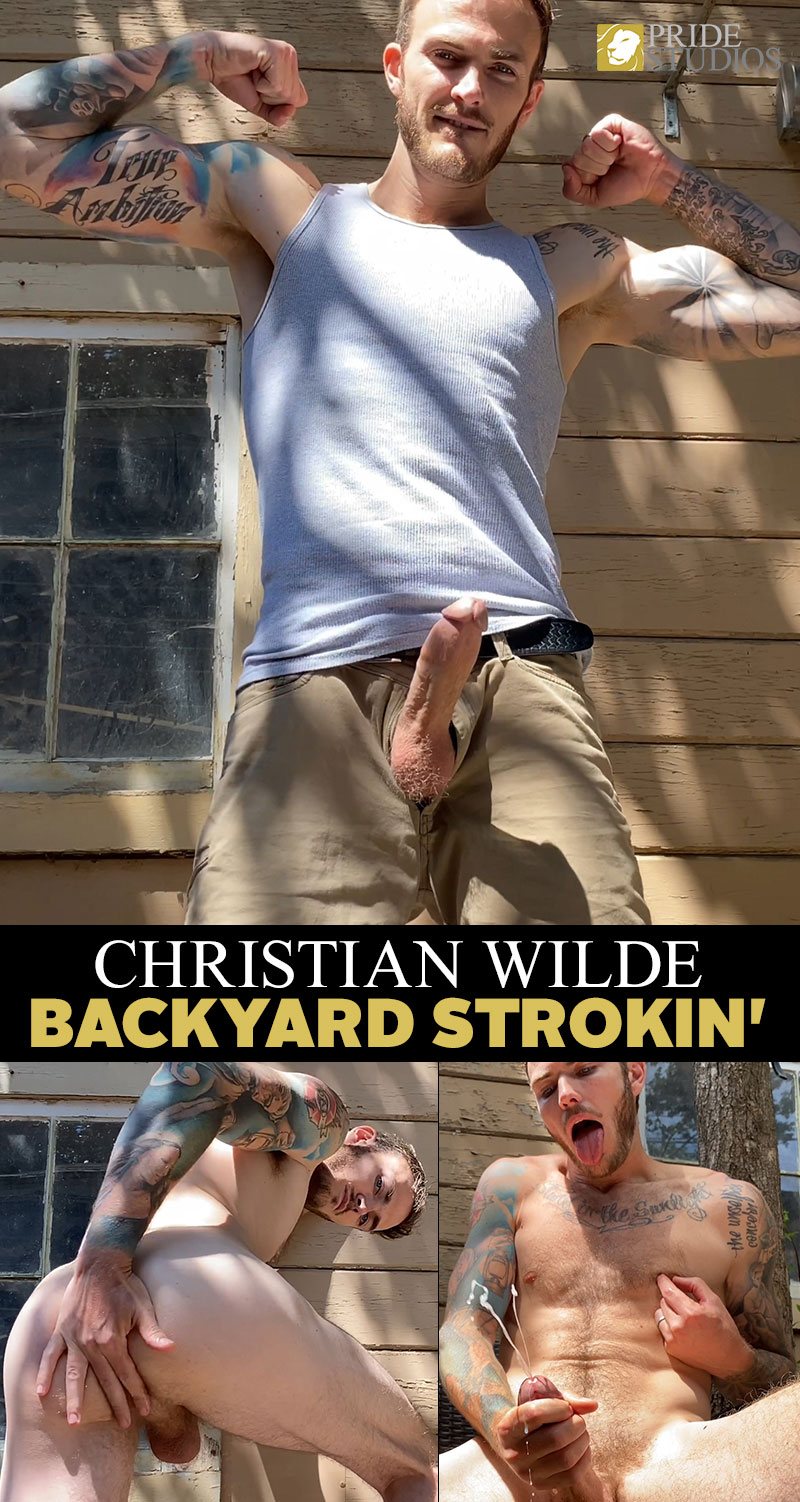 Pride Studios: "Christian Wilde Backyard Strokin'"