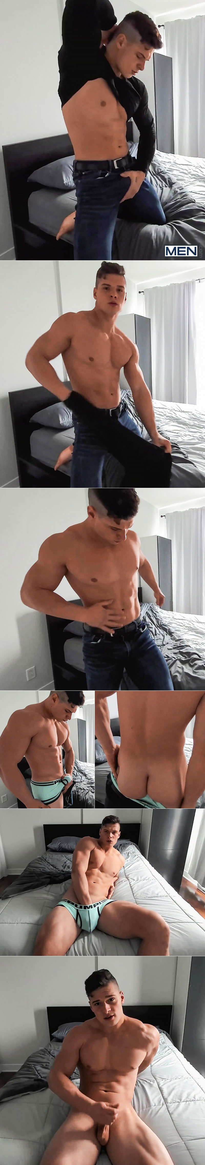 Men.com: Muscle jock Malik busts a nut