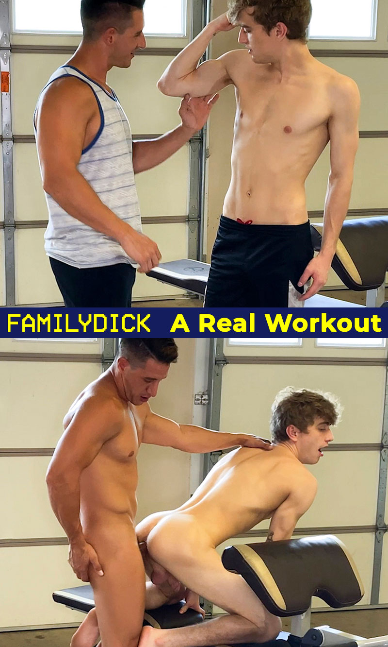 FamilyDick: Jason Abarth bottoms bareback for muscle hunk Jax Thirio in "A Real Workout"