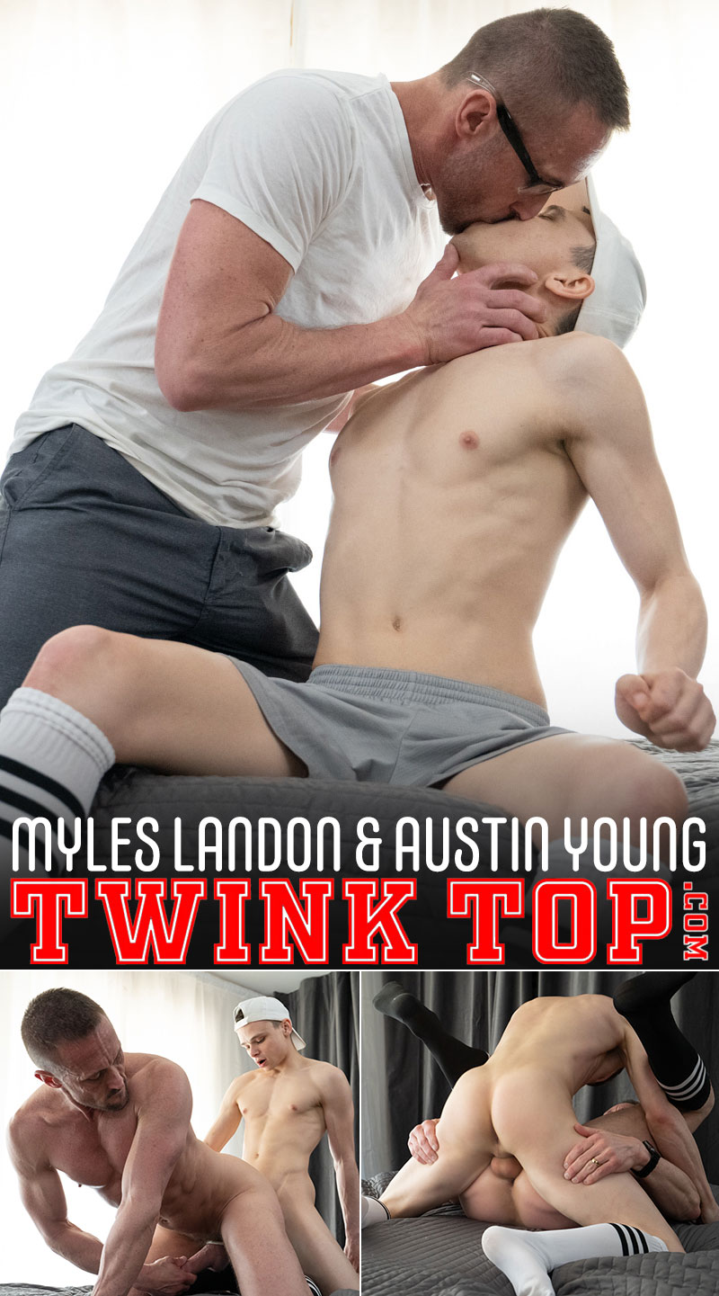 Twink Top: Austin Young barebacks and creampies Myles Landon in "Freestyle"