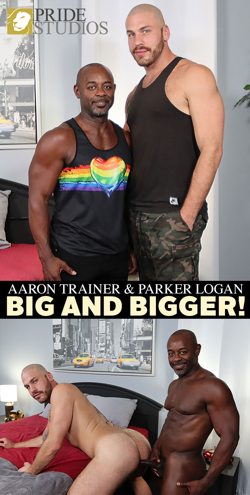 Pride Studios: Aaron Trainer fucks Parker Logan raw in "Big and Bigger!"