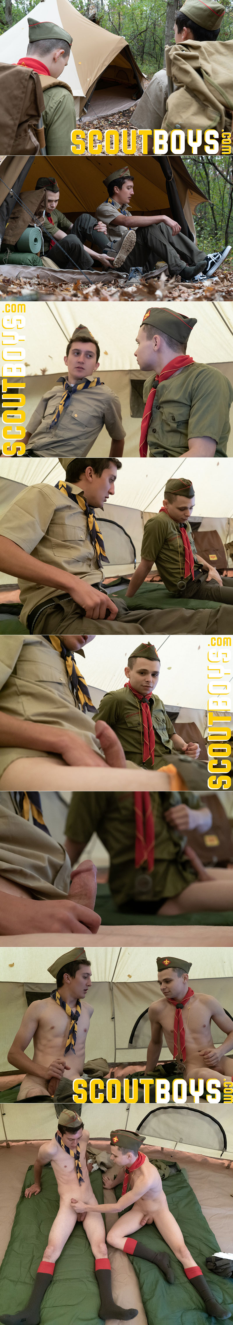 Scout Boys: Jack Andram fucks Austin Young while Killian Knox 'supervises' in "Boys at Camp"