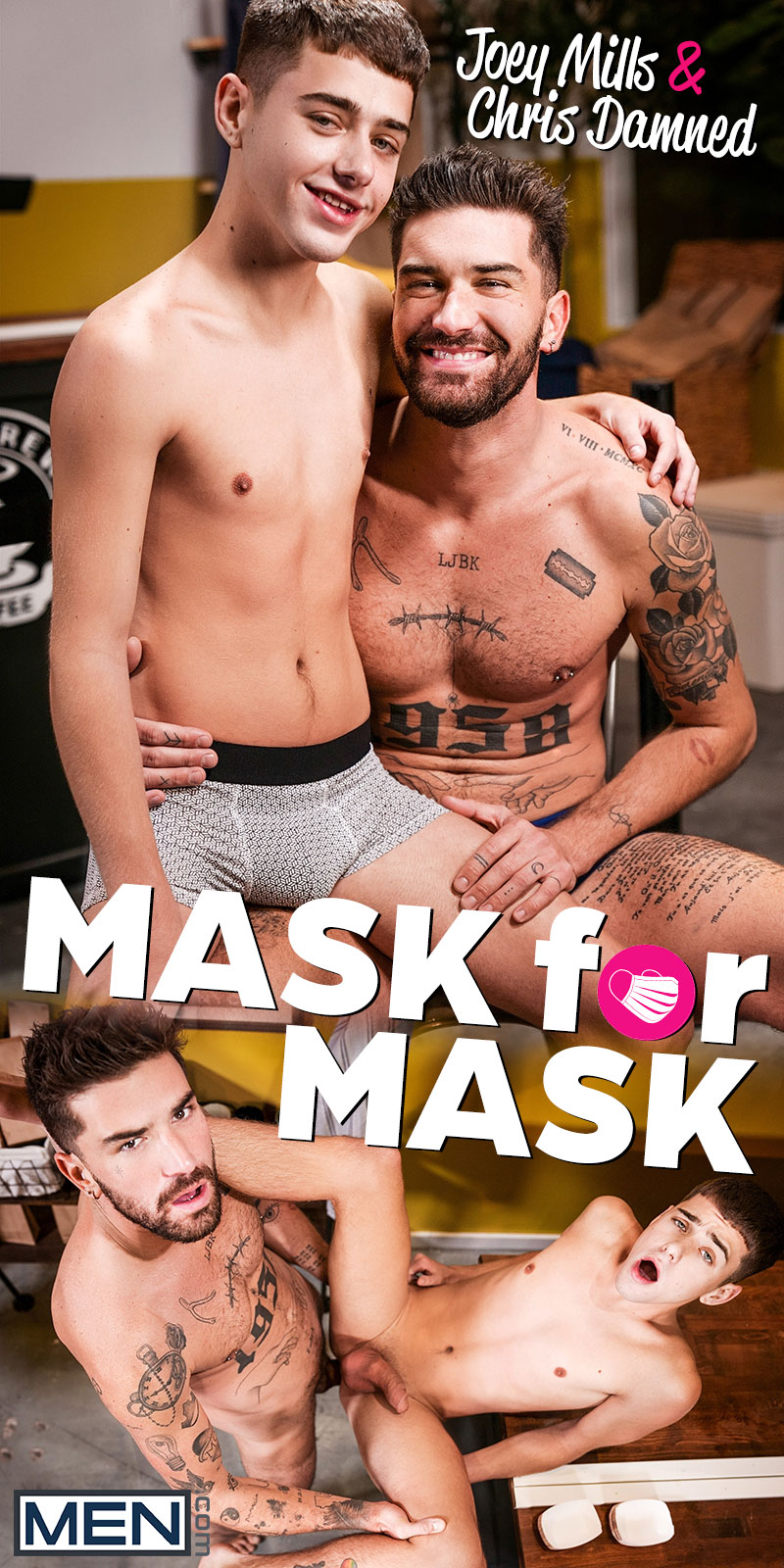 Men.com: Chris Damned fucks Joey Mills bareback in "Mask for Mask"