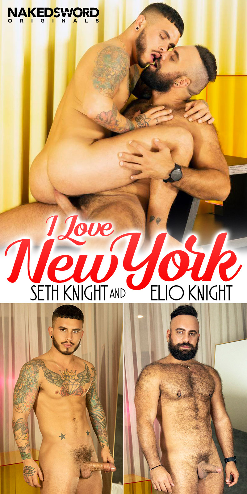 NakedSword Originals: Seth Knight rides Elio Knight bareback in "I Love New York"