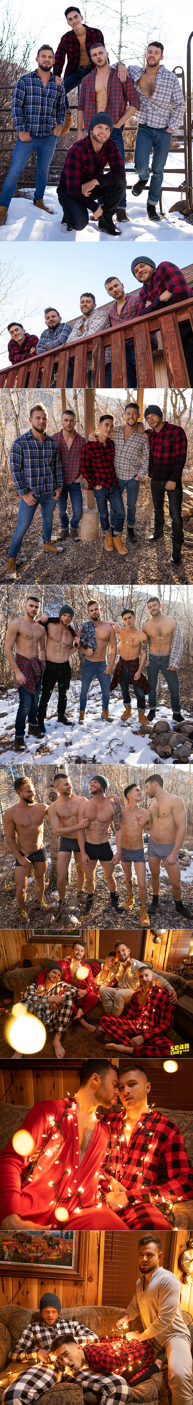 Sean Cody: Sean, Josh, Justin, Devy and Cody Seiya's bareback orgy in "The Cabin, Episode 4"