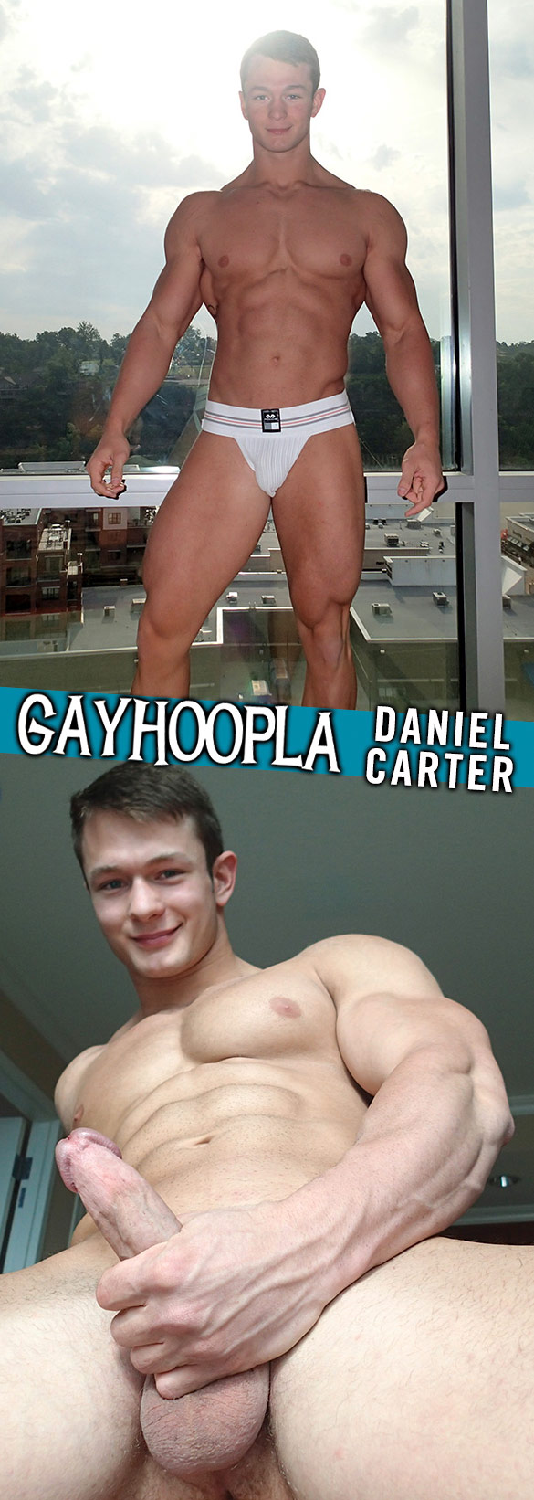 GayHoopla: Muscle jock Daniel Carter rubs one out