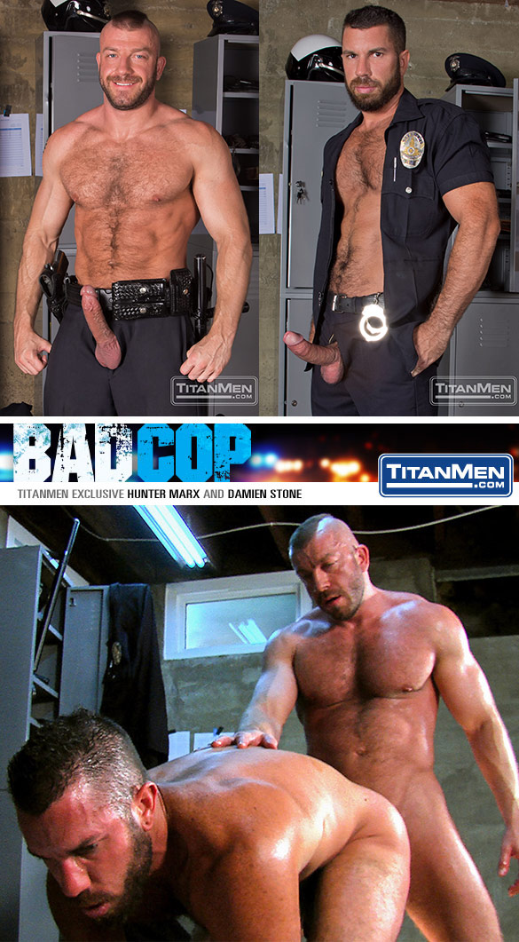 TitanMen: Hunter Marx pound each other Damien Stone in “Bad Cop”