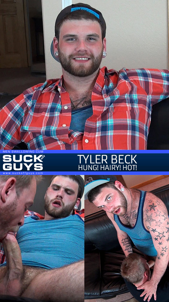 SuckOffGuys: Hairy stud Tyler Beck gets serviced